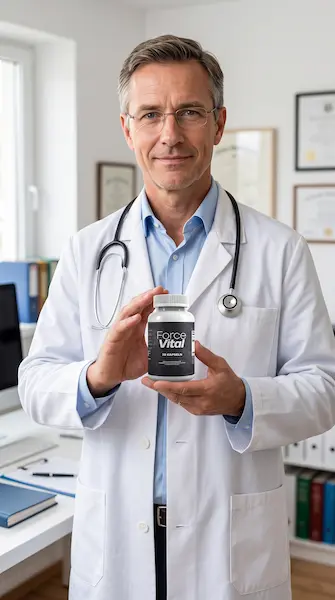 Médecin tenant un flacon de ForceVital