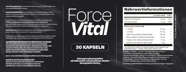 Étiquette du complément ForceVital