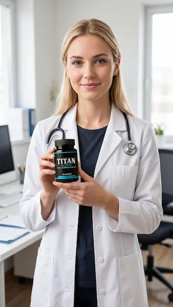 Médecin tenant un flacon de Titan Schub